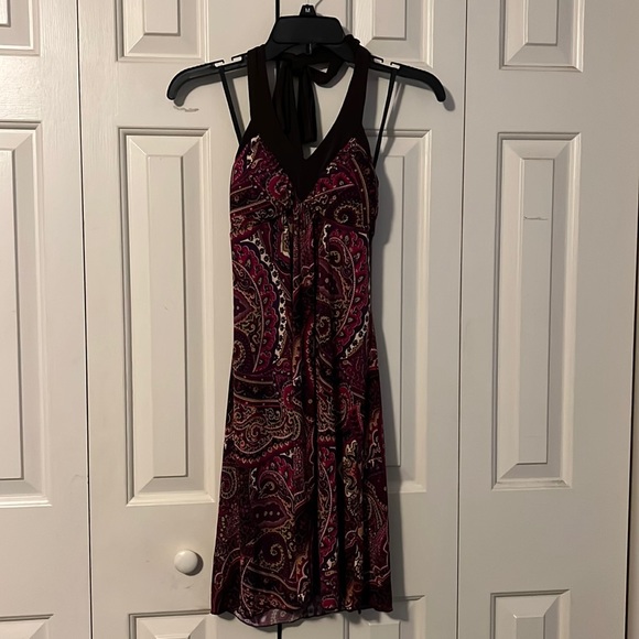 2000s Era Y2K Vintage Amy Byer Paisley Braless Halter Dress - Picture 1 of 3